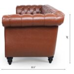 WIIS' IDEA™ PU Leather Rolled Arm 3 Seaters Chesterfield Sofa - Brown