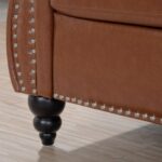 WIIS' IDEA™ PU Leather Rolled Arm 3 Seaters Chesterfield Sofa - Brown