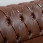 WIIS' IDEA™ PU Leather Rolled Arm 3 Seaters Chesterfield Sofa - Brown