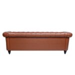 WIIS' IDEA™ PU Leather Rolled Arm 3 Seaters Chesterfield Sofa - Brown