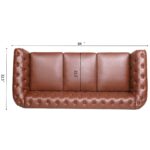 WIIS' IDEA™ PU Leather Rolled Arm 3 Seaters Chesterfield Sofa - Brown