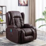 PU Recliner Vibration Massage Armchair Sofa - Brown