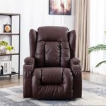 PU Recliner Vibration Massage Armchair Sofa - Brown