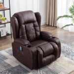 PU Recliner Vibration Massage Armchair Sofa - Brown