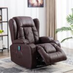 PU Recliner Vibration Massage Armchair Sofa - Brown