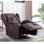 PU Recliner Vibration Massage Armchair Sofa - Brown