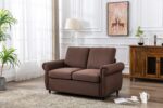 WIIS' IDEA™ Pull Out Sleeper Sofa Bed With Twin Size Memory Mattress - Brown