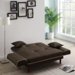 WIIS' IDEA™ Relax Fabric Lounge LoveSeat Sleeper Sofa Bed - Brown