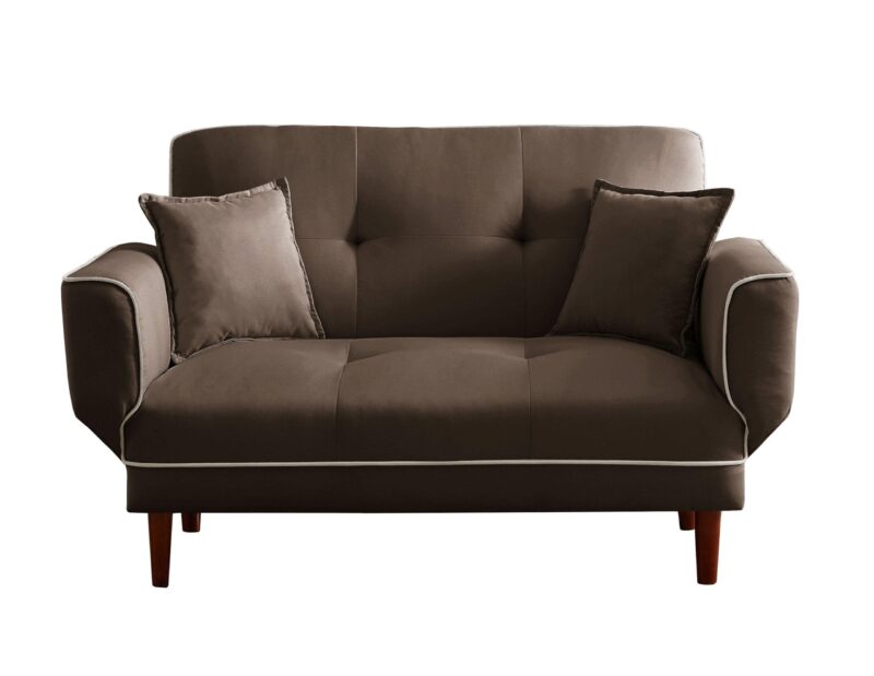 WIIS' IDEA™ Relax Fabric Lounge LoveSeat Sleeper Sofa Bed - Brown