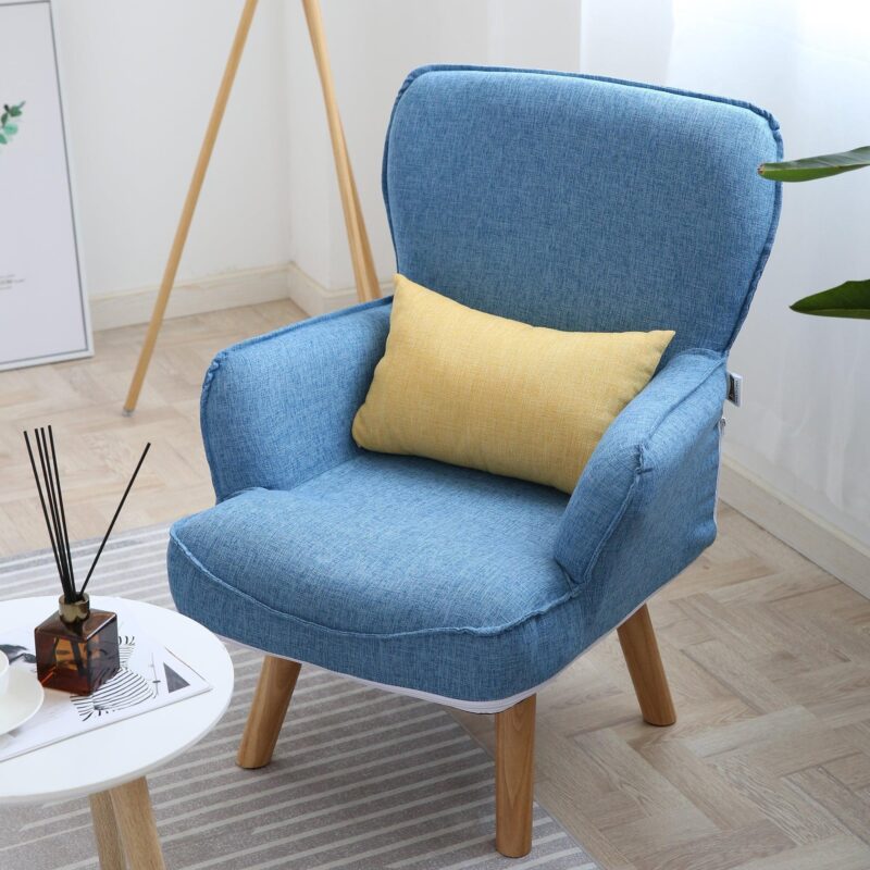 WIIS' IDEA™ Revolving Kids Armchair Sofa With Mid-Back Ergonomic Cushion - Blue