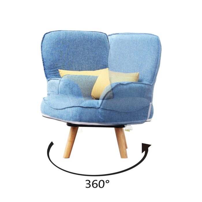 WIIS' IDEA™ Revolving Kids Armchair Sofa With Mid-Back Ergonomic Cushion - Blue