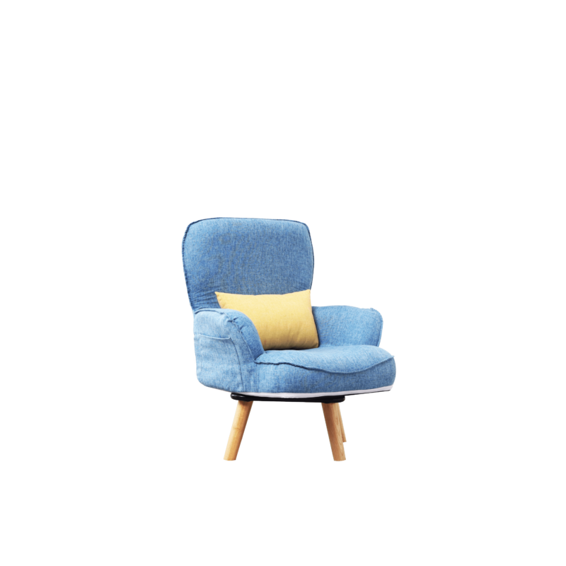 WIIS' IDEA™ Revolving Kids Armchair Sofa With Mid-Back Ergonomic Cushion - Blue