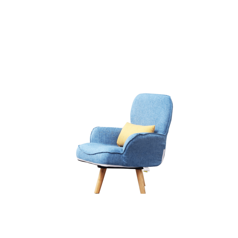 WIIS' IDEA™ Revolving Kids Armchair Sofa With Mid-Back Ergonomic Cushion - Blue