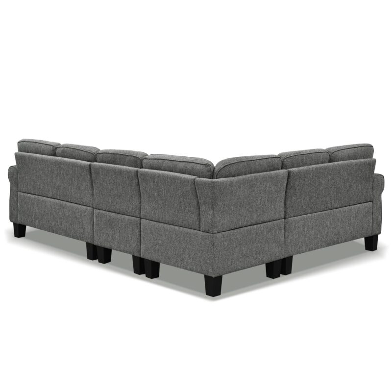 WIIS' IDEA™ Shelter L-Shaped Sectional Sofa With Reversible Chaise - Dark Grey