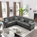 WIIS' IDEA™ Shelter L-Shaped Sectional Sofa With Reversible Chaise - Dark Grey