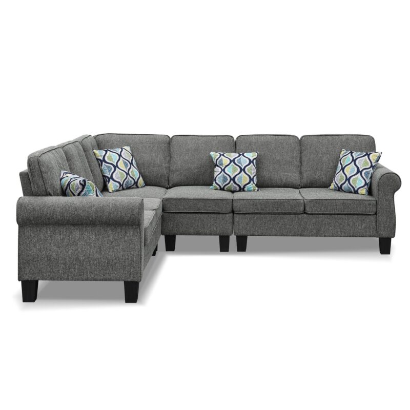 WIIS' IDEA™ Shelter L-Shaped Sectional Sofa With Reversible Chaise - Dark Grey