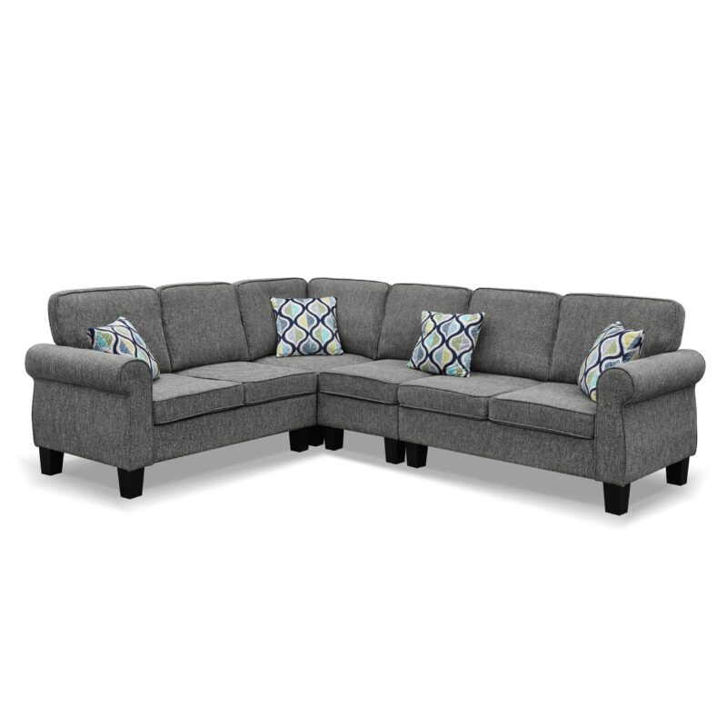 WIIS' IDEA™ Shelter L-Shaped Sectional Sofa With Reversible Chaise - Dark Grey