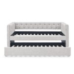 WIIS' IDEA™ Trundle Upholstered Tufted Sofa Bed - Beige