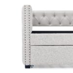 WIIS' IDEA™ Trundle Upholstered Tufted Sofa Bed - Beige