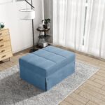 Upholstery Fabric Recliner Sofa Bed Ottoman - Blue