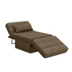 Upholstery Fabric Recliner Sofa Bed Ottoman - Brown