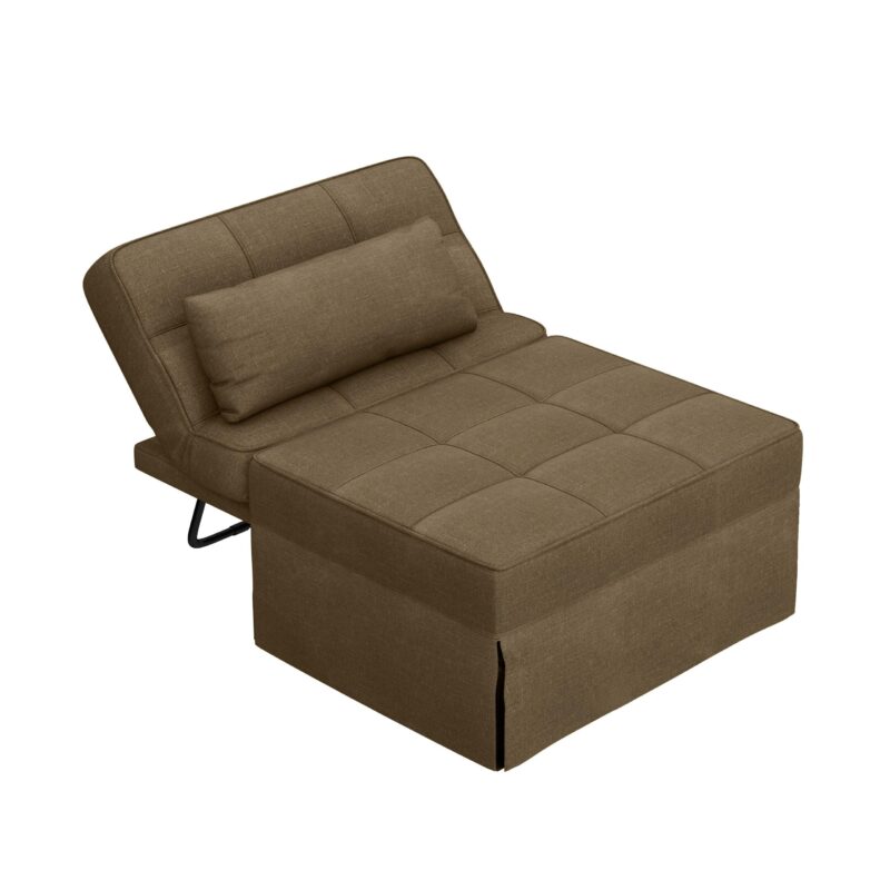 Upholstery Fabric Recliner Sofa Bed Ottoman - Brown