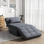 Upholstery Fabric Recliner Bed Ottoman - Dark Grey