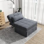 Upholstery Fabric Recliner Bed Ottoman - Dark Grey