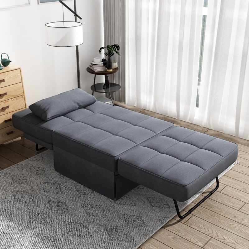 Upholstery Fabric Recliner Bed Ottoman - Dark Grey