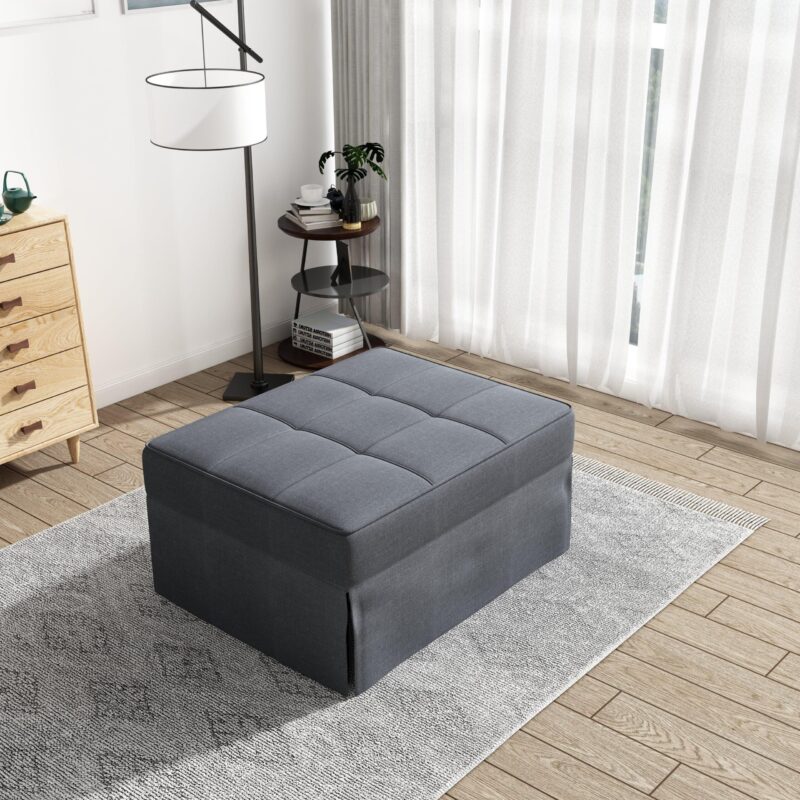 Upholstery Fabric Recliner Bed Ottoman - Dark Grey