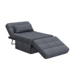 Upholstery Fabric Recliner Bed Ottoman - Dark Grey