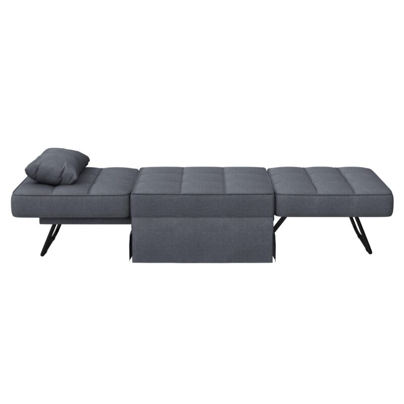 Upholstery Fabric Recliner Bed Ottoman - Dark Grey