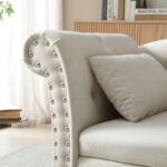 Velvet Chaise Lounge With Soft Upholstery,Tufted Buttons - Beige