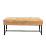 WIIS' IDEA™ Velvet  Storage Bench Ottoman With Storage - Dark Yellow