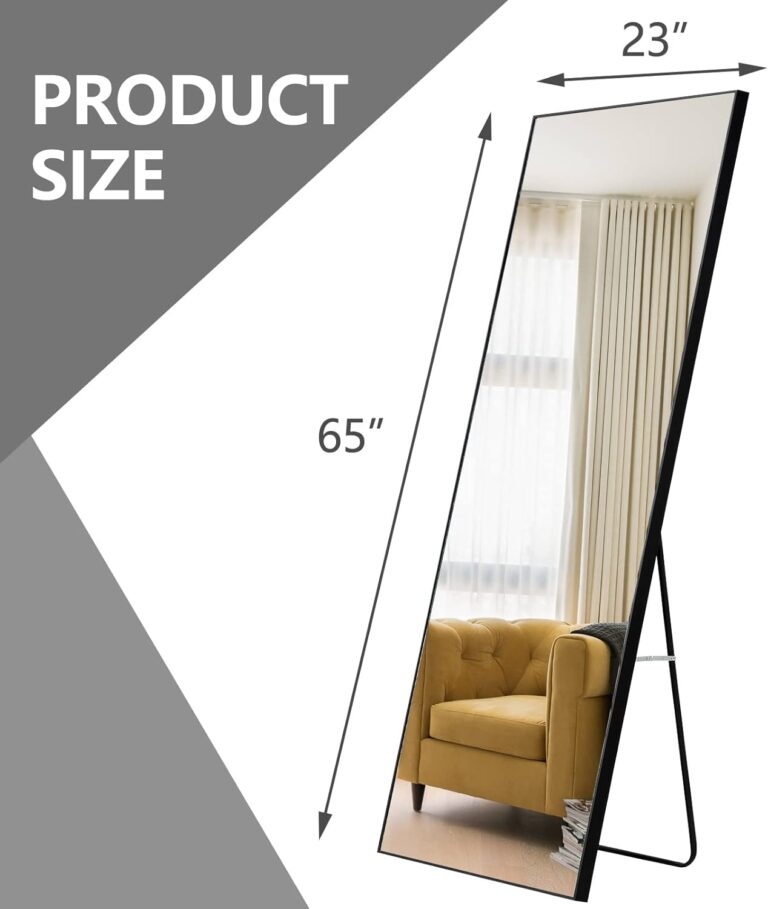 Full Length Mirror with Stand,65"x23" Solid Wood Frame Floor Mirror,Full Body Mirror for Home Decor,Black - Free Standing, Leaning Against Wall or Wall-Mounted, for Bedroom Living Room Dressing Room photo review