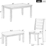 WIIS' IDEA 6-Piece Rectangular Dining Table Set for 6, Mid-Century Modern Wooden Table & Upholstered Chair Set for Home, Kitchen, Dining Room,4 Chairs, Bench Seat, Rubberwood Legs(Brown + Whitewash) photo review