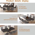 Modern Dining Table Set for 6,Adjustable Dining Table,Rectangular Rock Slab Dining Table for 6-8 People,Metal Base and Legs for Living Room,Dining Room,Kitchen (78" Dining Table+6 Gray Chairs) photo review