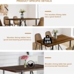 WIIS' IDEA Modern Dining Table Set for 4,Rectangular Solid Wood Dining Table for 4 People,Metal Base and Legs,Suitable for Living Room,Dining Room,Kitchen（55" Dining Table+4 Brown Dining Chairs） photo review