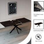 Modern Dining Table Set for 6,Adjustable Dining Table,Rectangular Rock Slab Dining Table for 6-8 People,Metal Base and Legs for Living Room,Dining Room,Kitchen (78" Dining Table+6 Gray Chairs) photo review