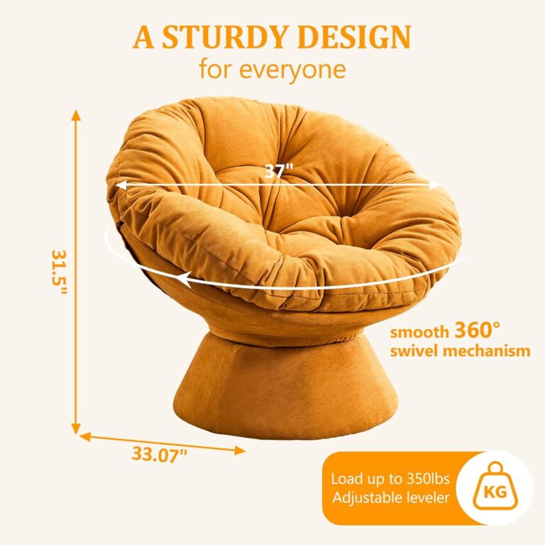 Papasan Chair,Papasan Chair with Cushion and Frame,Comfy Chenille Upholstered Round Reading Chair,Oversized 360° Swivel Accent Chair with Metal Base Lazy Chair for Bedroom,Living Room,Orange photo review