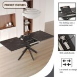 Modern Dining Table Set for 6,Adjustable Dining Table,Rectangular Rock Slab Dining Table for 6-8 People,Metal Base and Legs for Living Room,Dining Room,Kitchen (78" Dining Table+6 White Chairs) photo review