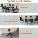 Modern Dining Table Set for 6,Adjustable Dining Table,Rectangular Rock Slab Dining Table for 6-8 People,Metal Base and Legs for Living Room,Dining Room,Kitchen (78" Dining Table+6 Gray Chairs) photo review