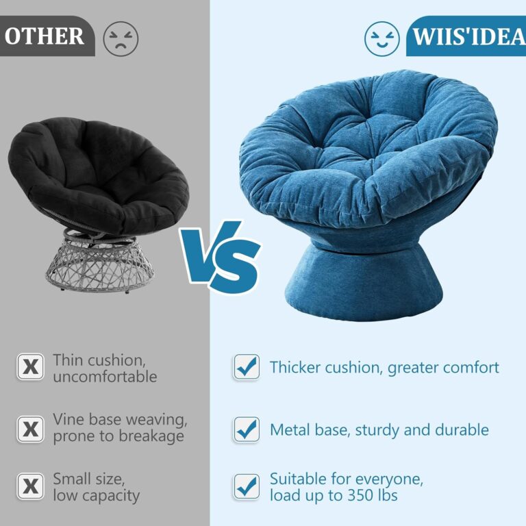 Papasan Chair,Papasan Chair with Cushion and Frame,Comfy Chenille Upholstered Round Reading Chair,Oversized 360° Swivel Accent Chair with Metal Base Lazy Chair for Bedroom,Living Room,Light Blue photo review