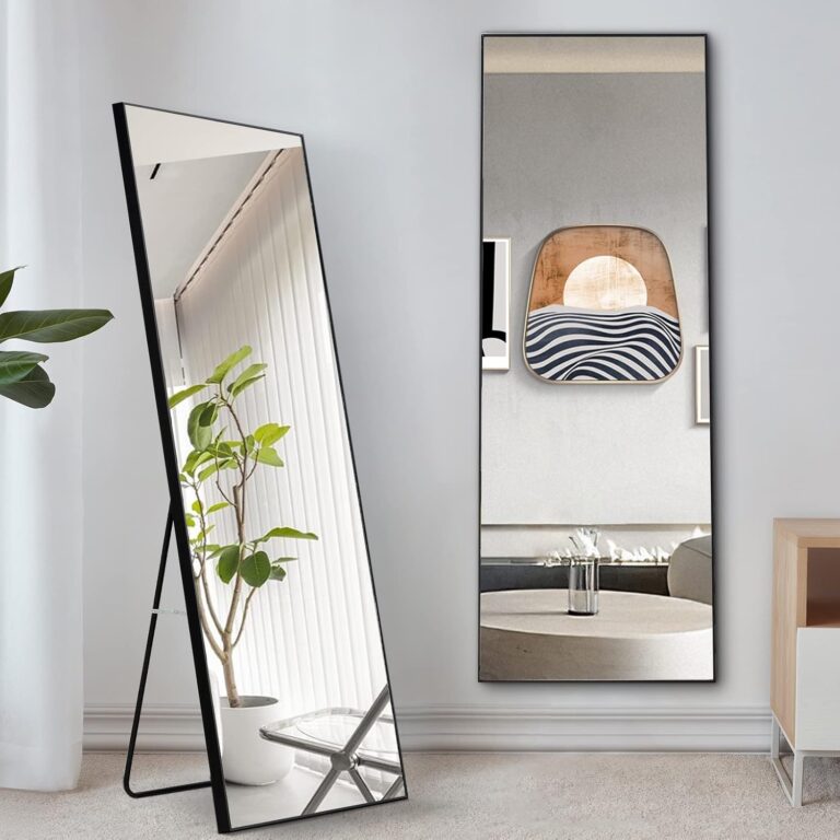 Full Length Mirror with Stand,65"x23" Solid Wood Frame Floor Mirror,Full Body Mirror for Home Decor,Black - Free Standing, Leaning Against Wall or Wall-Mounted, for Bedroom Living Room Dressing Room photo review