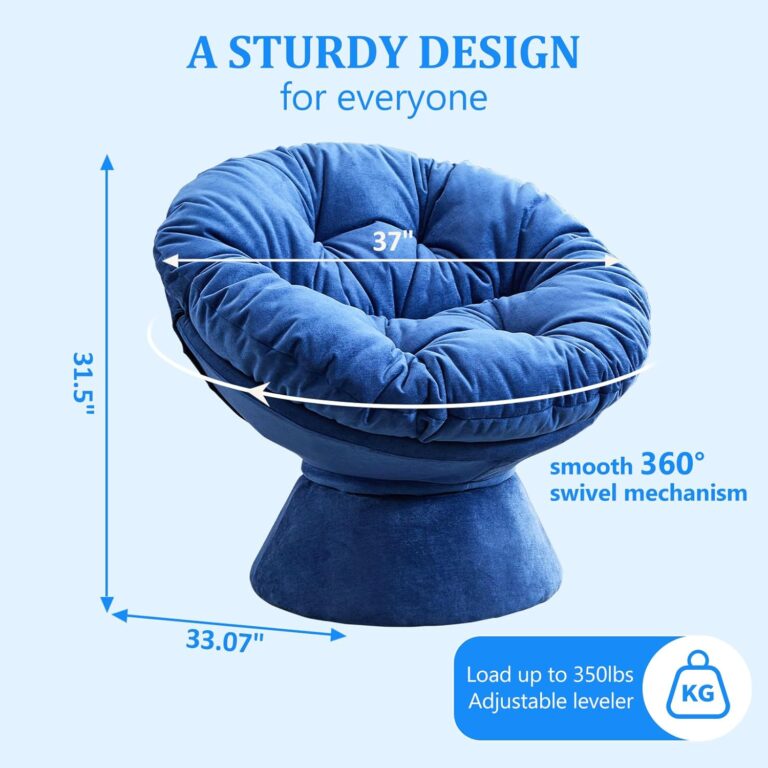 Papasan Chair,Papasan Chair with Cushion and Frame,Comfy Chenille Upholstered Round Reading Chair,Oversized 360° Swivel Accent Chair with Metal Base Lazy Chair for Bedroom,Living Room,Dark Blue photo review