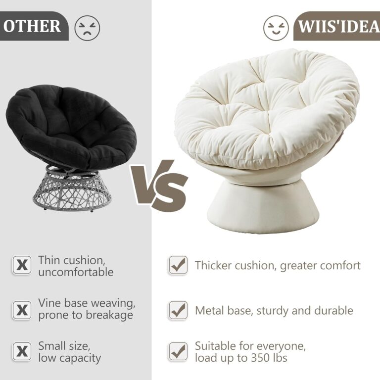 Papasan Chair,Papasan Chair with Cushion and Frame,Comfy Chenille Upholstered Round Reading Chair,Oversized 360° Swivel Accent Chair with Metal Base Lazy Chair for Living Room,Bedroom,White photo review