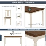 WIIS' IDEA 6-Piece Rectangular Dining Table Set for 6,Mid-Century Modern Wooden Table & Upholstered Chair Set for Home, Kitchen, Dining Room,4 Chairs, Bench Seat, Rubberwood Legs(Brown+Cottage White) photo review