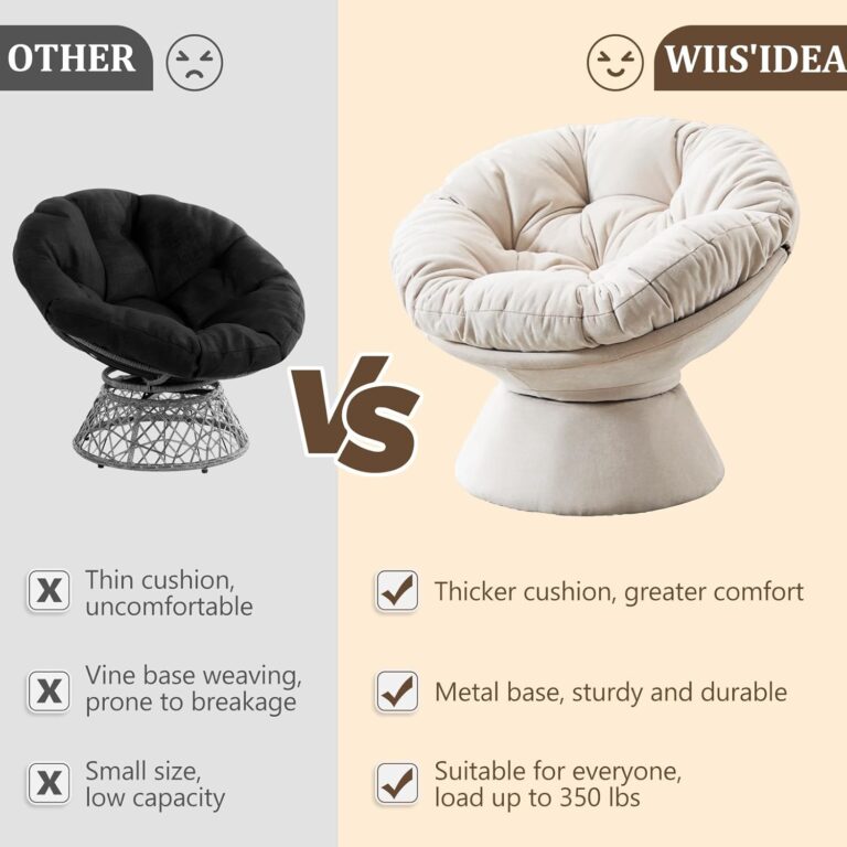 Papasan Chair,Papasan Chair with Cushion and Frame,Comfy Chenille Upholstered Round Reading Chair,Oversized 360° Swivel Accent Chair with Metal Base Lazy Chair for Bedroom,Living Room,Light Beige photo review