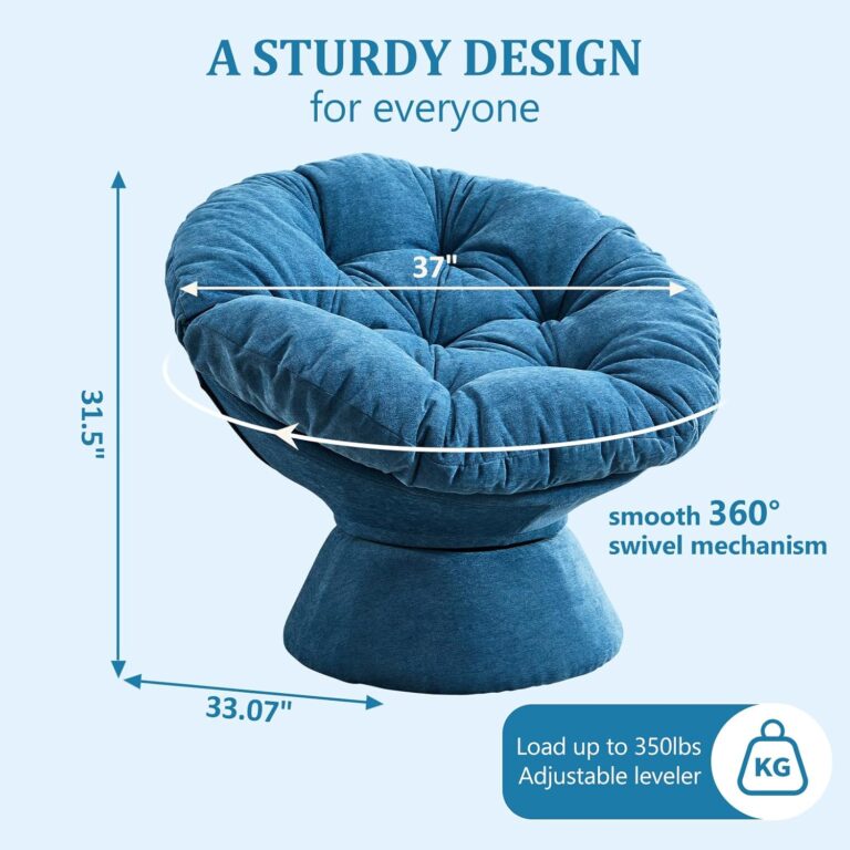 Papasan Chair,Papasan Chair with Cushion and Frame,Comfy Chenille Upholstered Round Reading Chair,Oversized 360° Swivel Accent Chair with Metal Base Lazy Chair for Bedroom,Living Room,Light Blue photo review