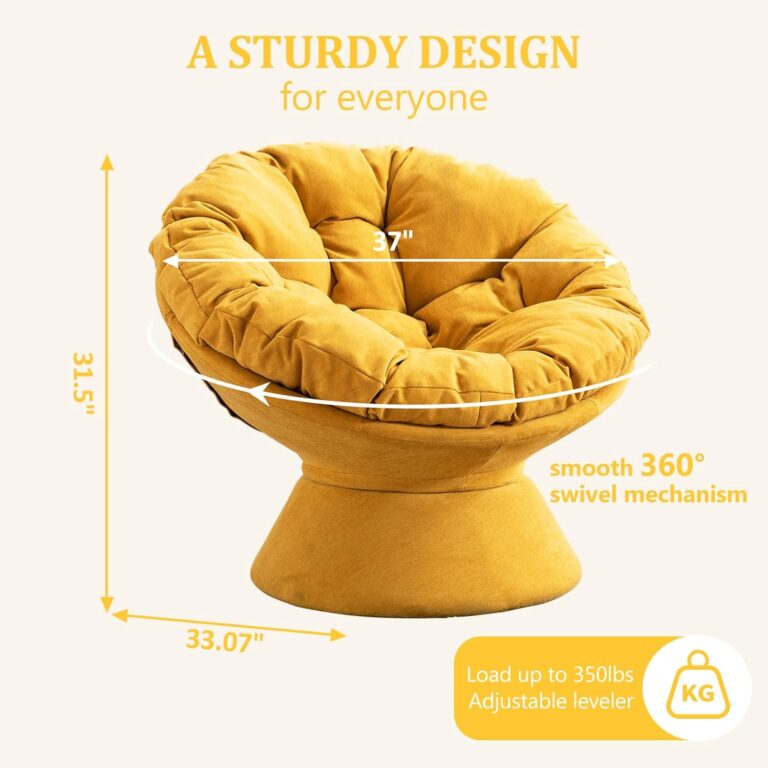 Papasan Chair,Papasan Chair with Cushion and Frame,Comfy Chenille Upholstered Round Reading Chair,Oversized 360° Swivel Accent Chair with Metal Base Lazy Chair for Bedroom,Living Room,Yellow photo review